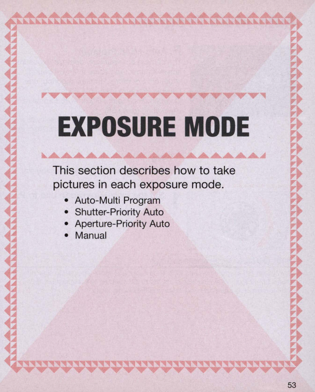 Nikon 55, 3699, 3700 instruction manual Exposure Mode 