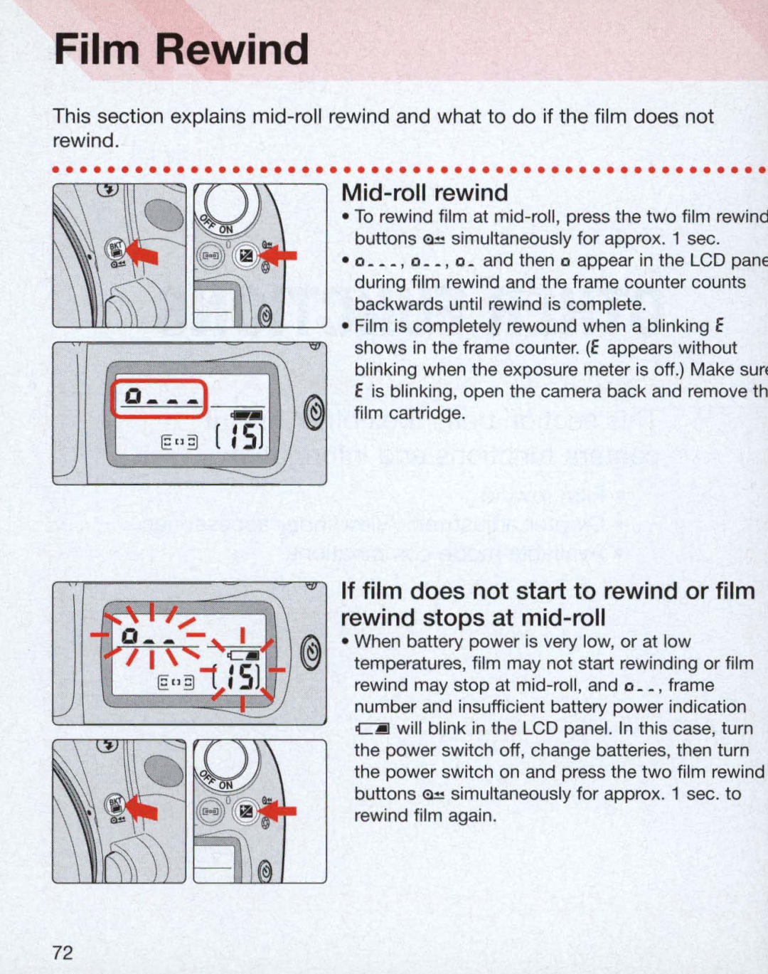 Nikon 3699, 3700, 55 instruction manual Film Rewind, @ film cartridge, II \Tc 