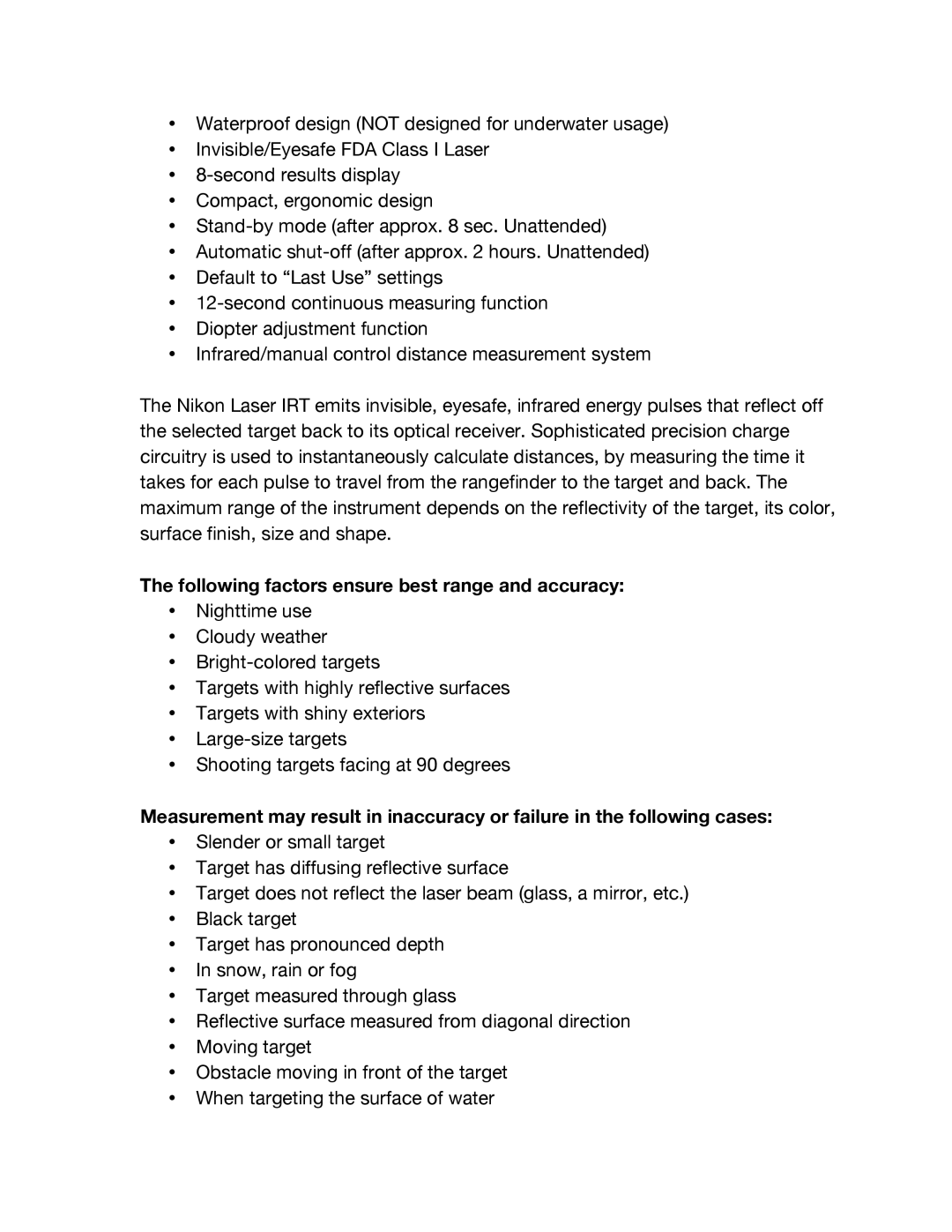 Nikon 4-12X42 instruction manual Following factors ensure best range and accuracy 