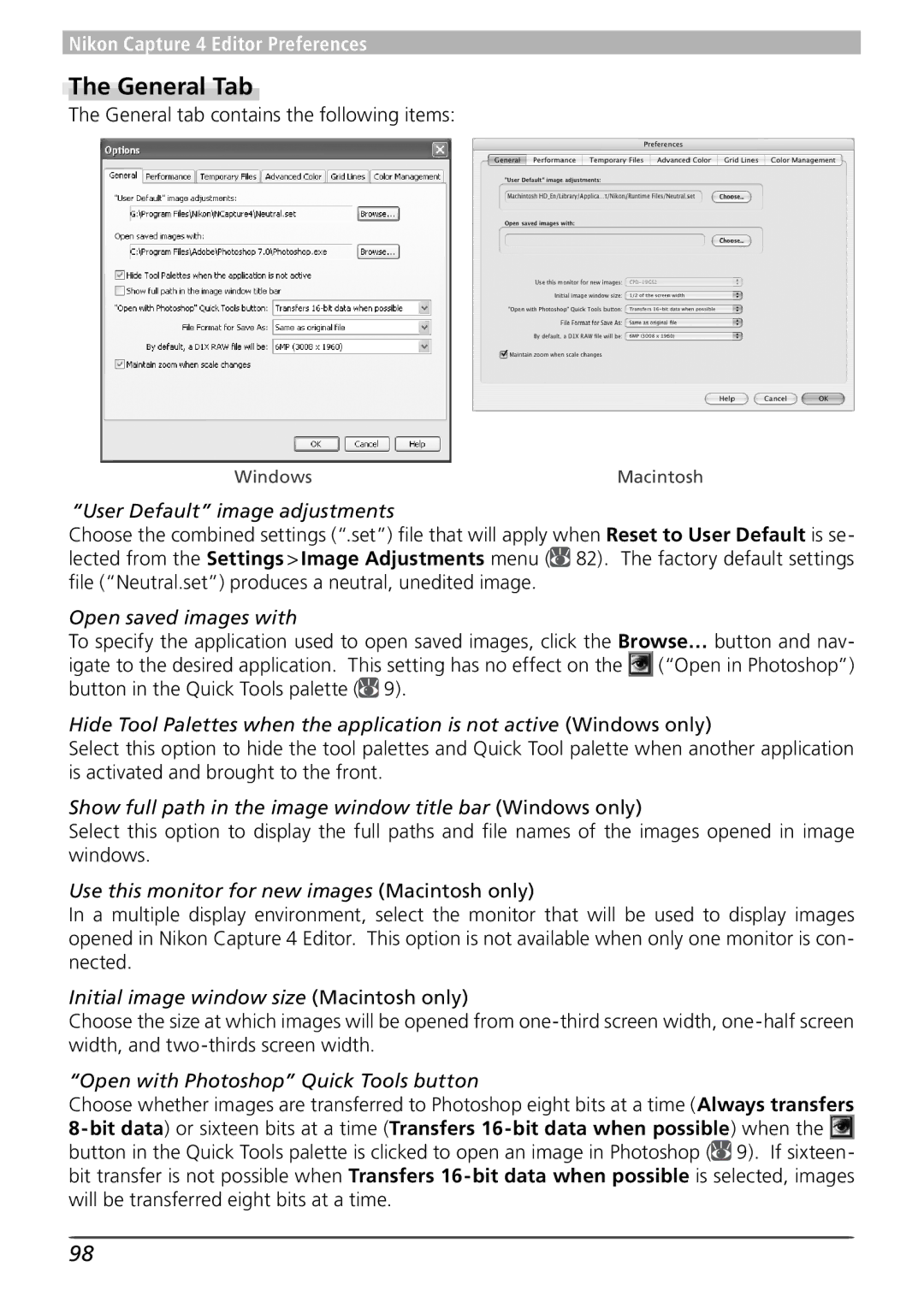 Nikon 4 user manual General Tab 