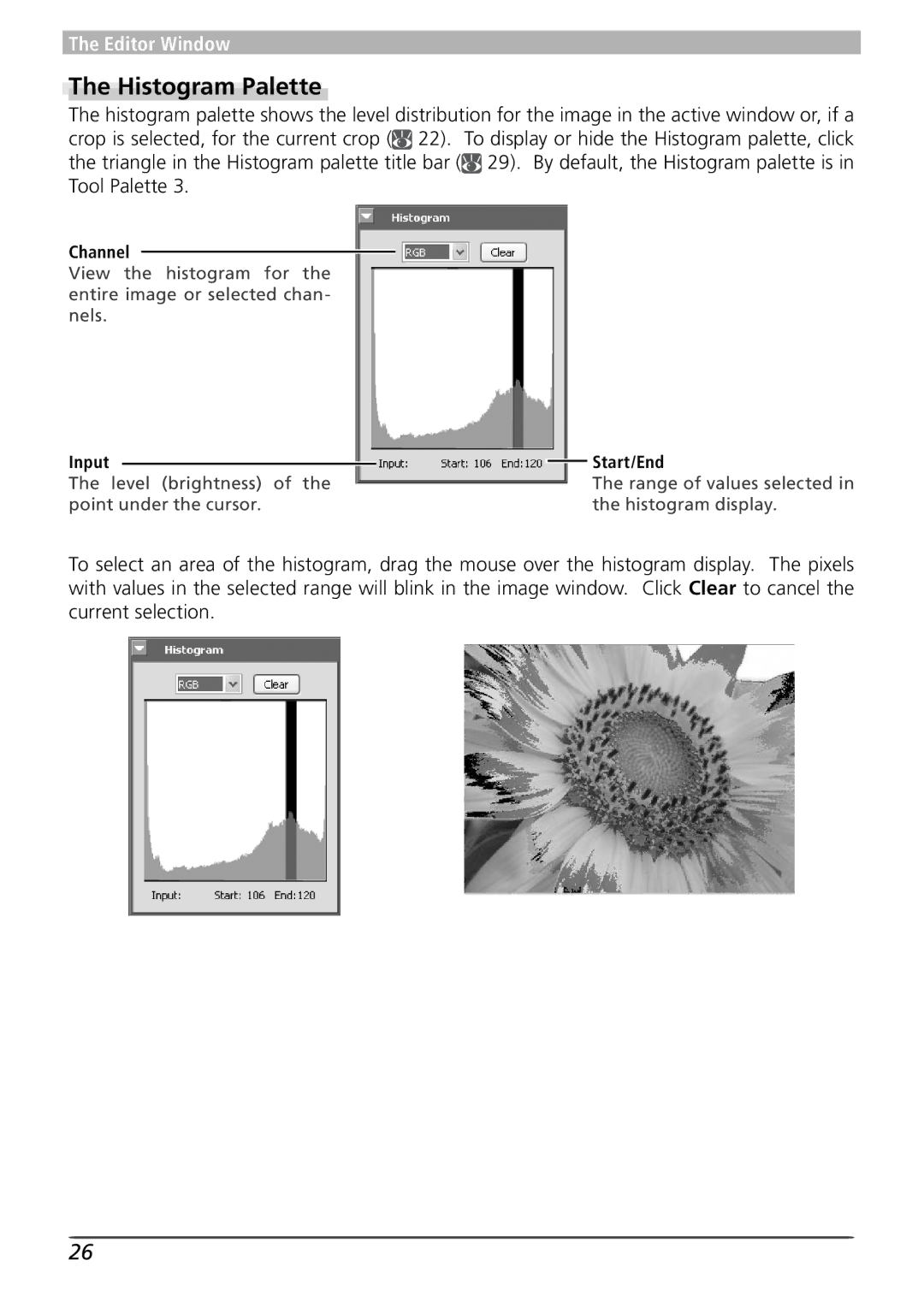 Nikon 4 user manual Histogram Palette, Input Start/End 