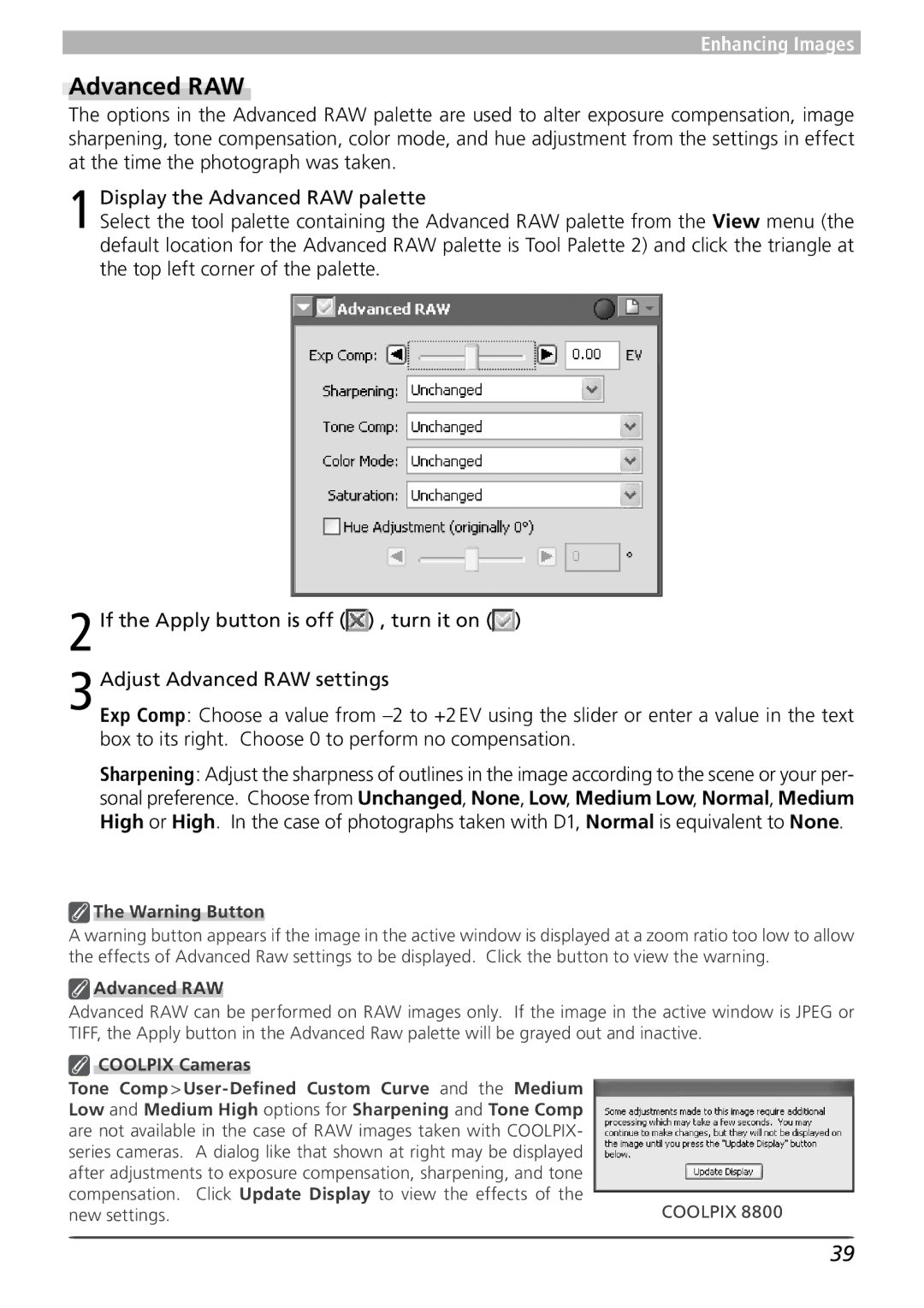 Nikon 4 user manual Advanced RAW 