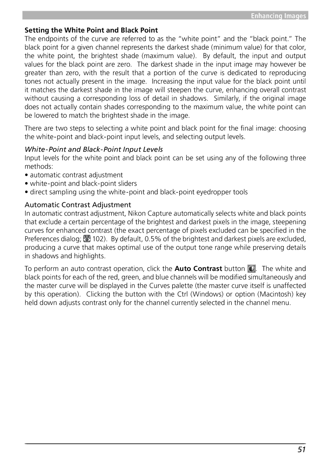 Nikon 4 user manual Setting the White Point and Black Point, White-Point and Black-Point Input Levels 