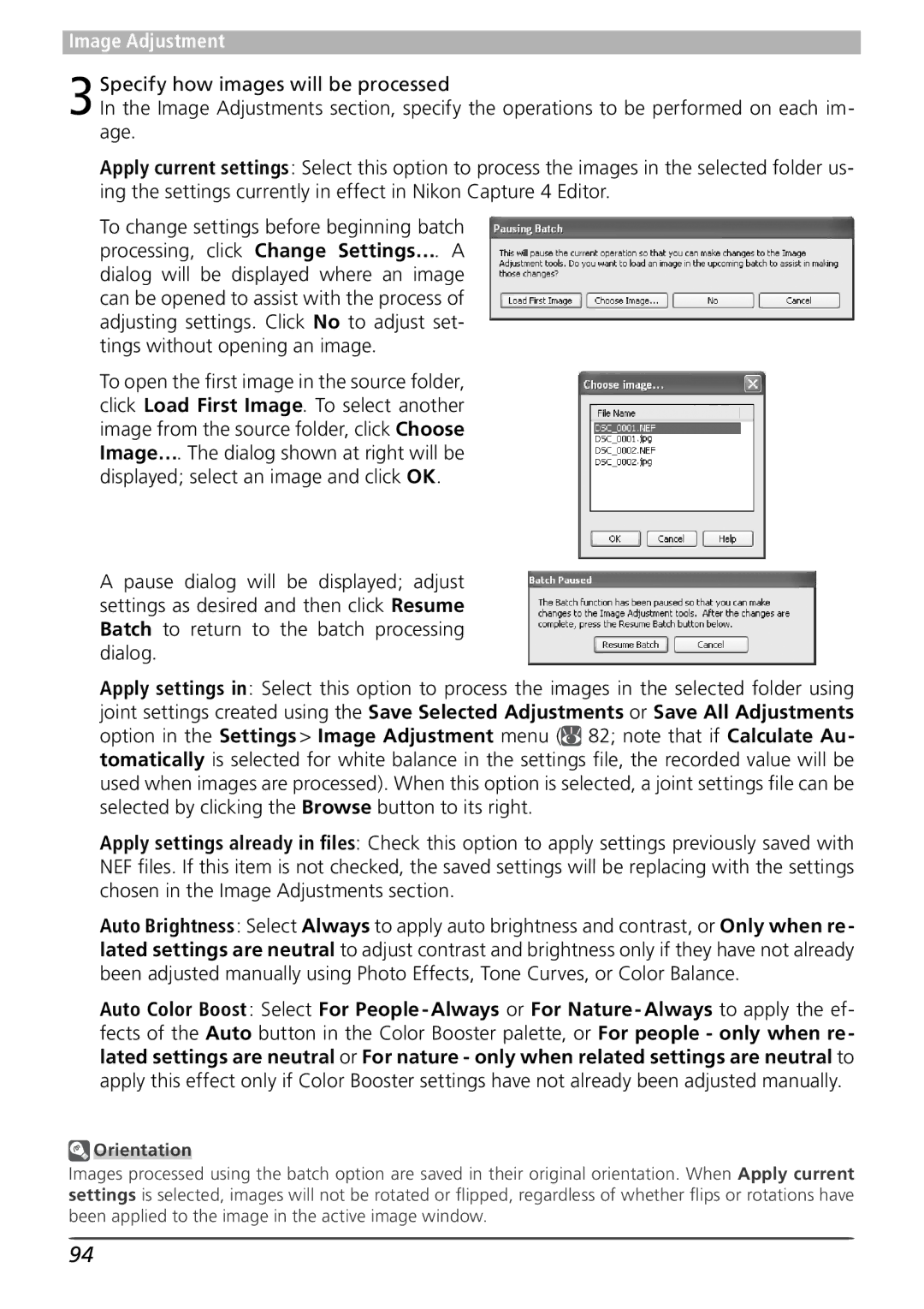 Nikon 4 user manual Orientation 