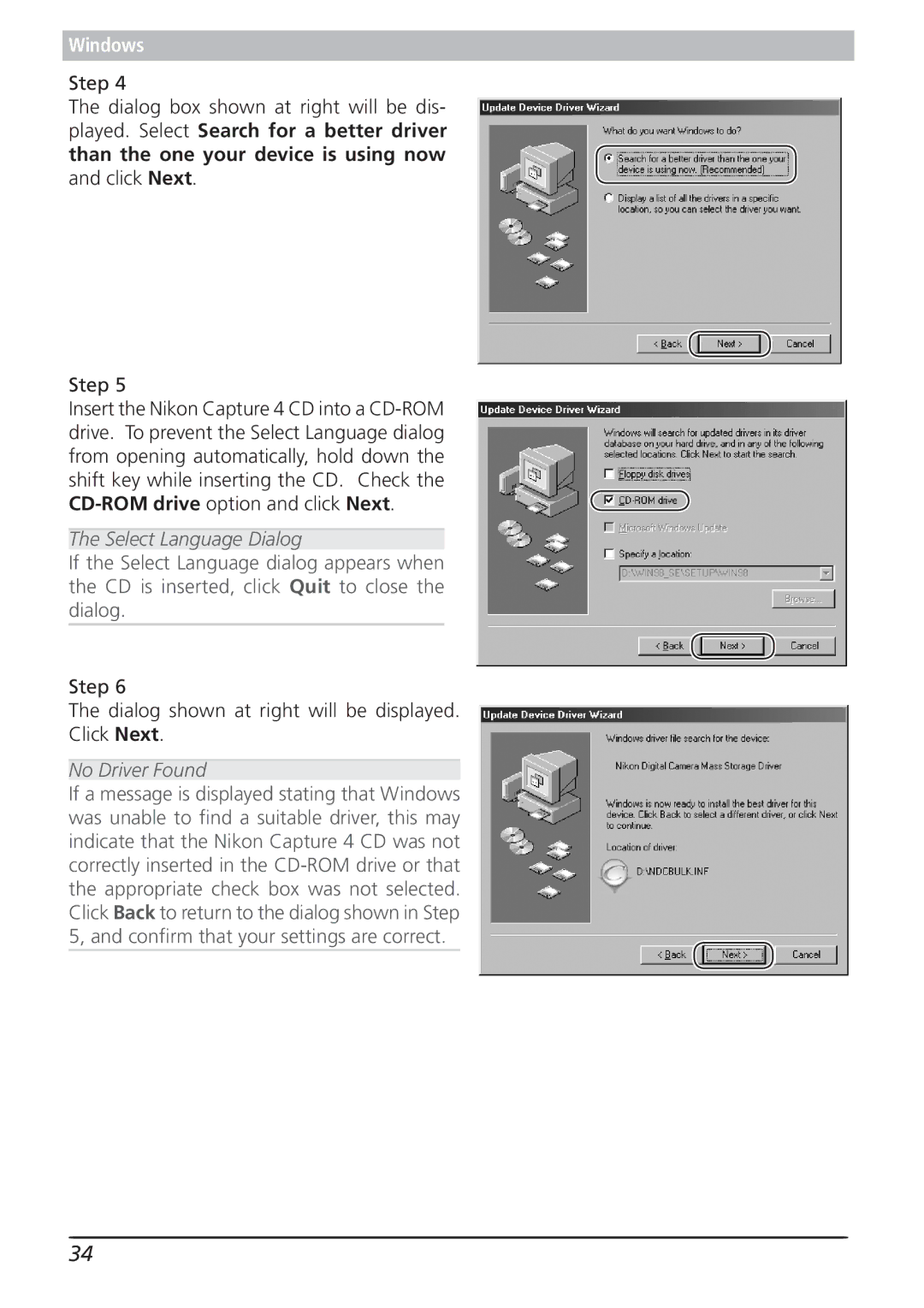 Nikon 4.2 manual Select Language Dialog 