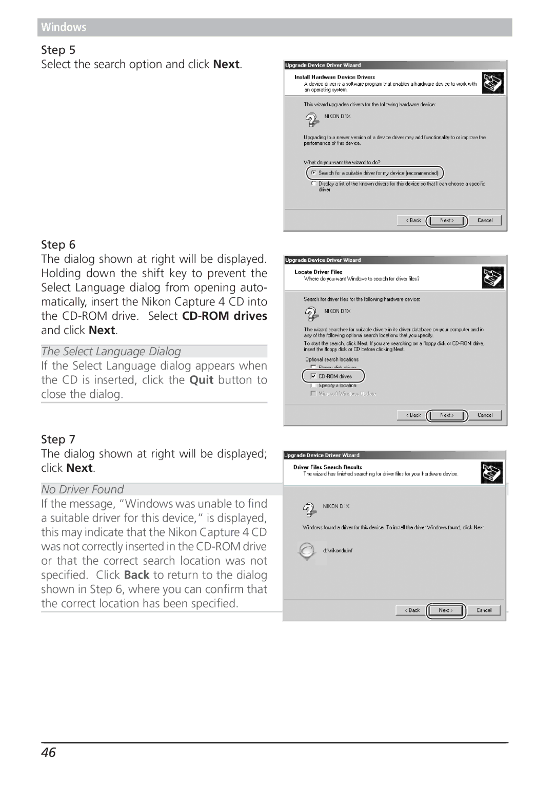 Nikon 4.2 manual Step Dialog shown at right will be displayed click Next 