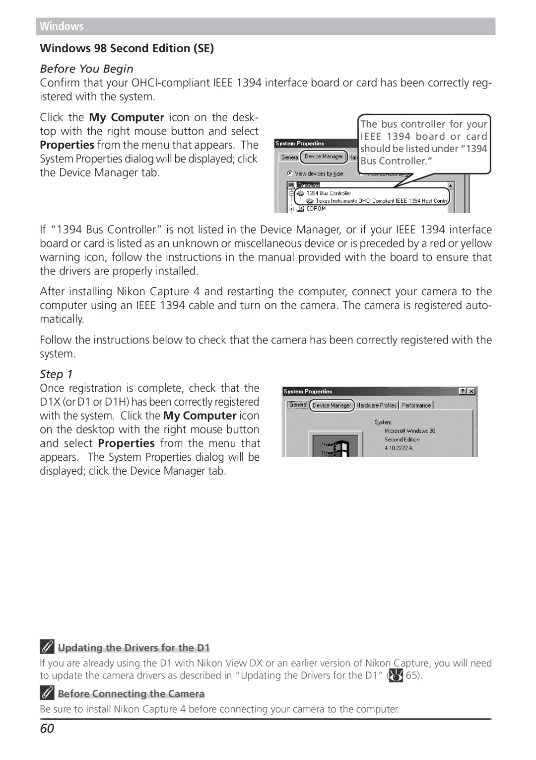 Nikon 4.2 manual Windows 98 Second Edition SE 