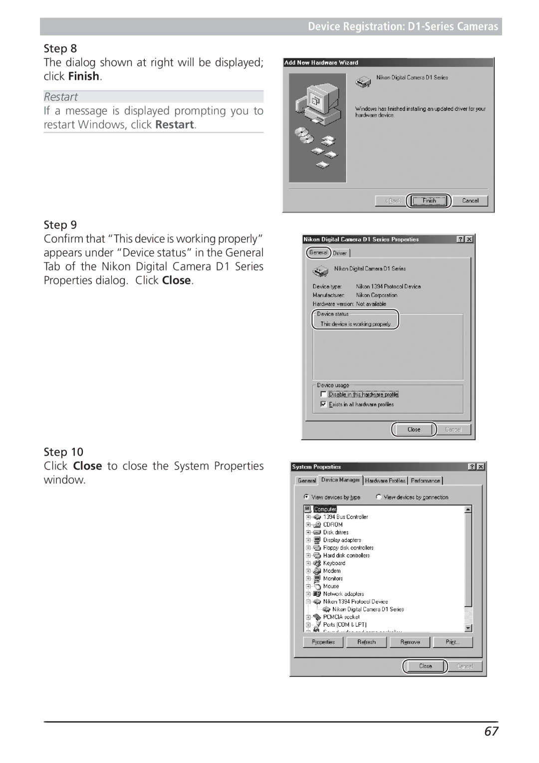 Nikon 4.2 manual Restart 