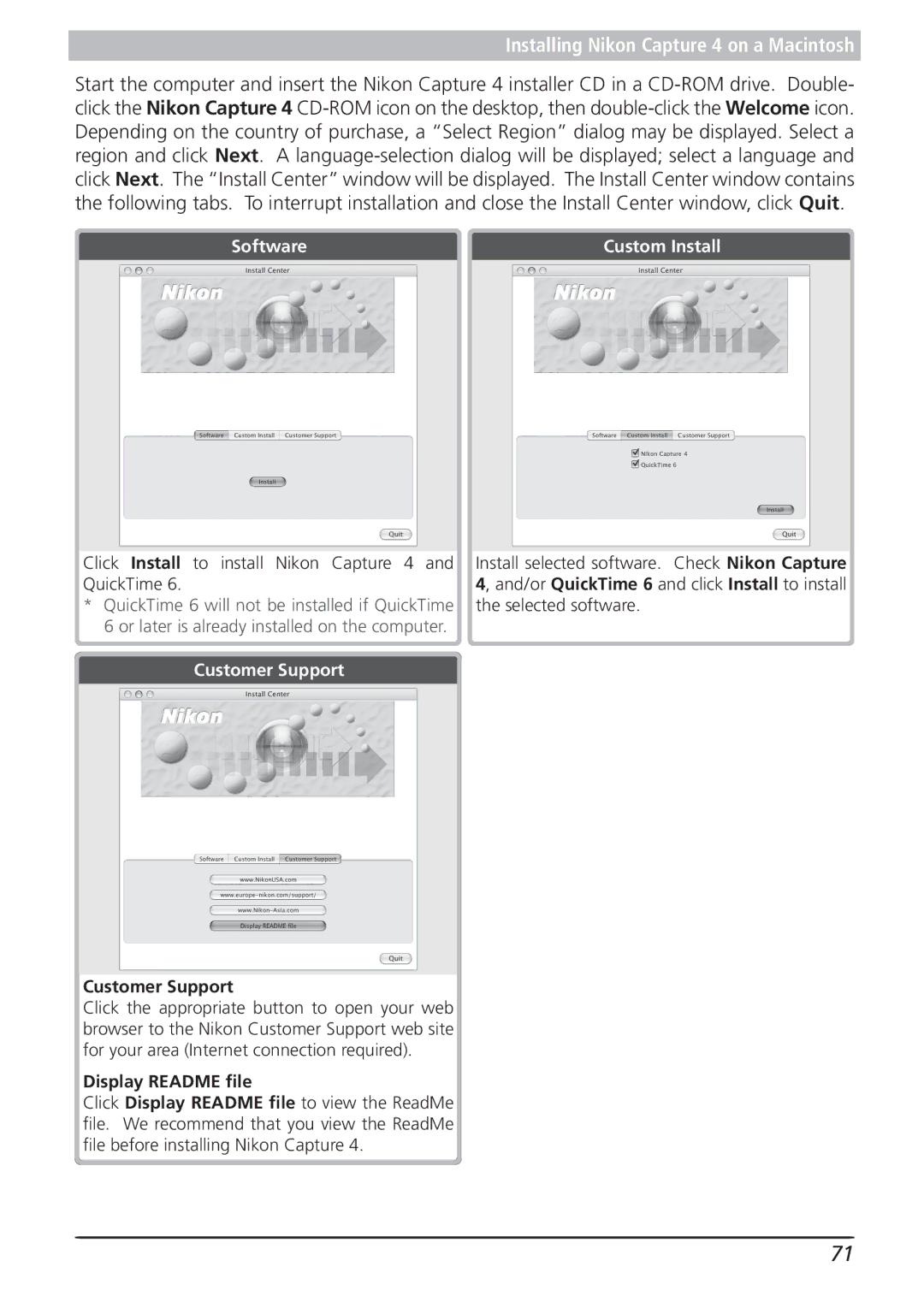 Nikon 4.2 manual Installing Nikon Capture 4 on a Macintosh 