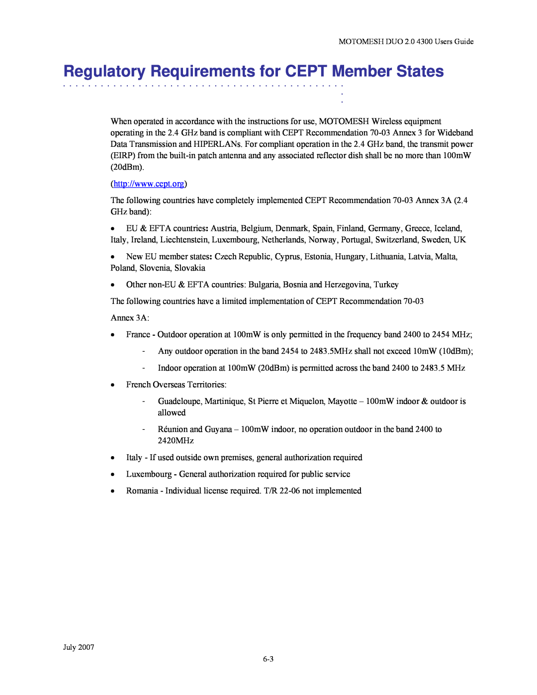 Nikon 4300 manual Regulatory Requirements for CEPT Member States 