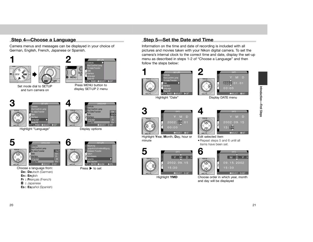 Nikon 4300 manual Choose a Language, Set the Date and Time 