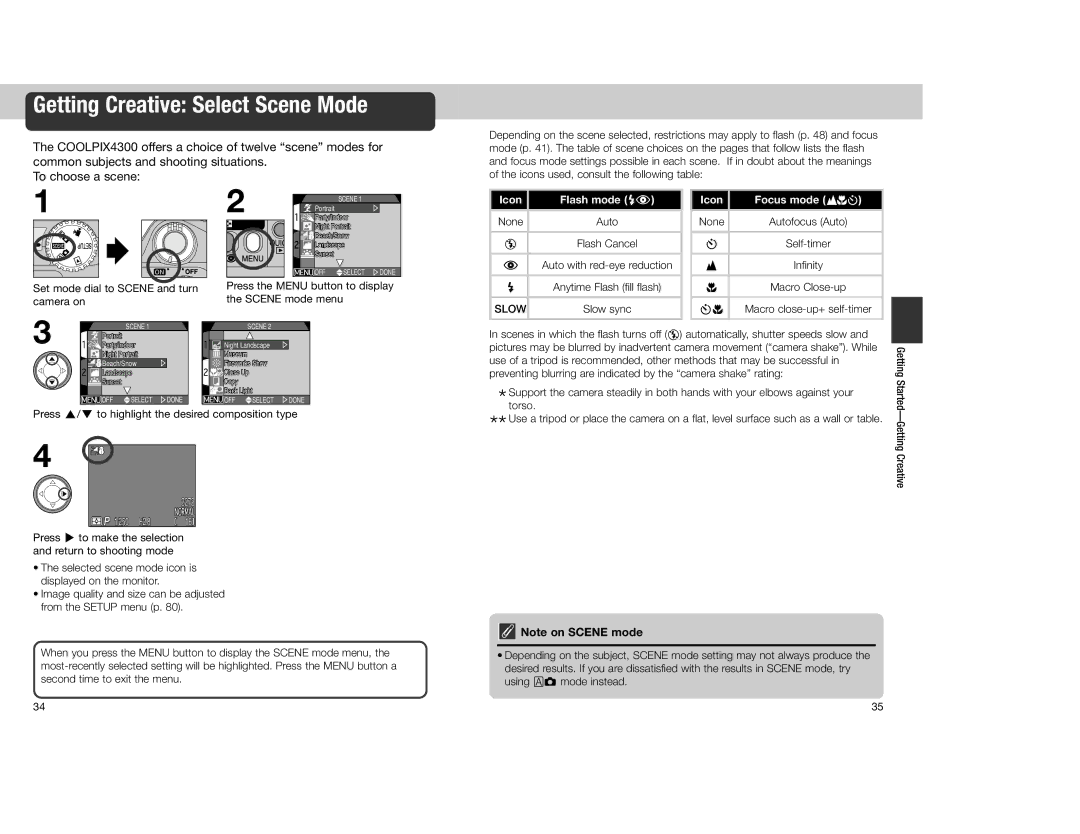 Nikon 4300 manual Getting Creative Select Scene Mode, Slow 