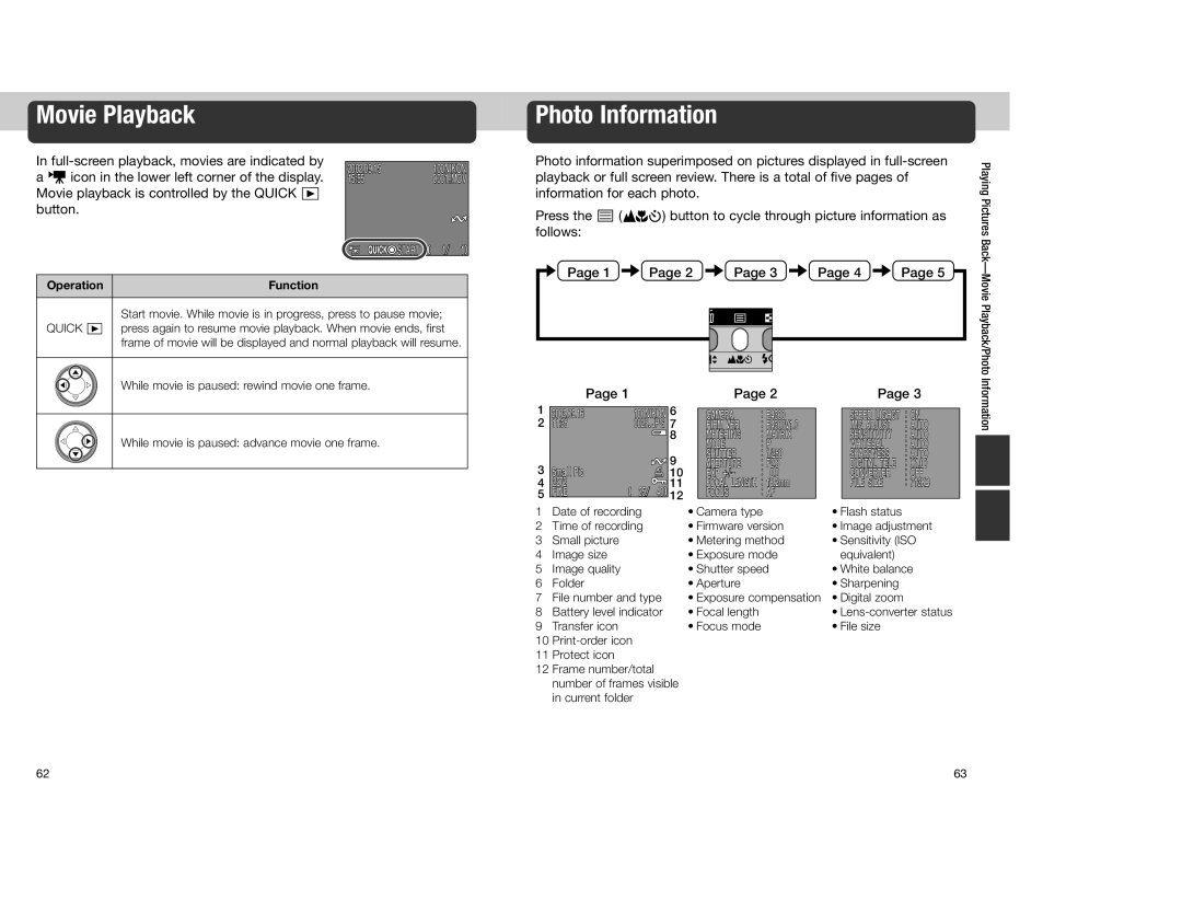 Nikon 4300 manual Movie Playback, Photo Information, Operation Function 