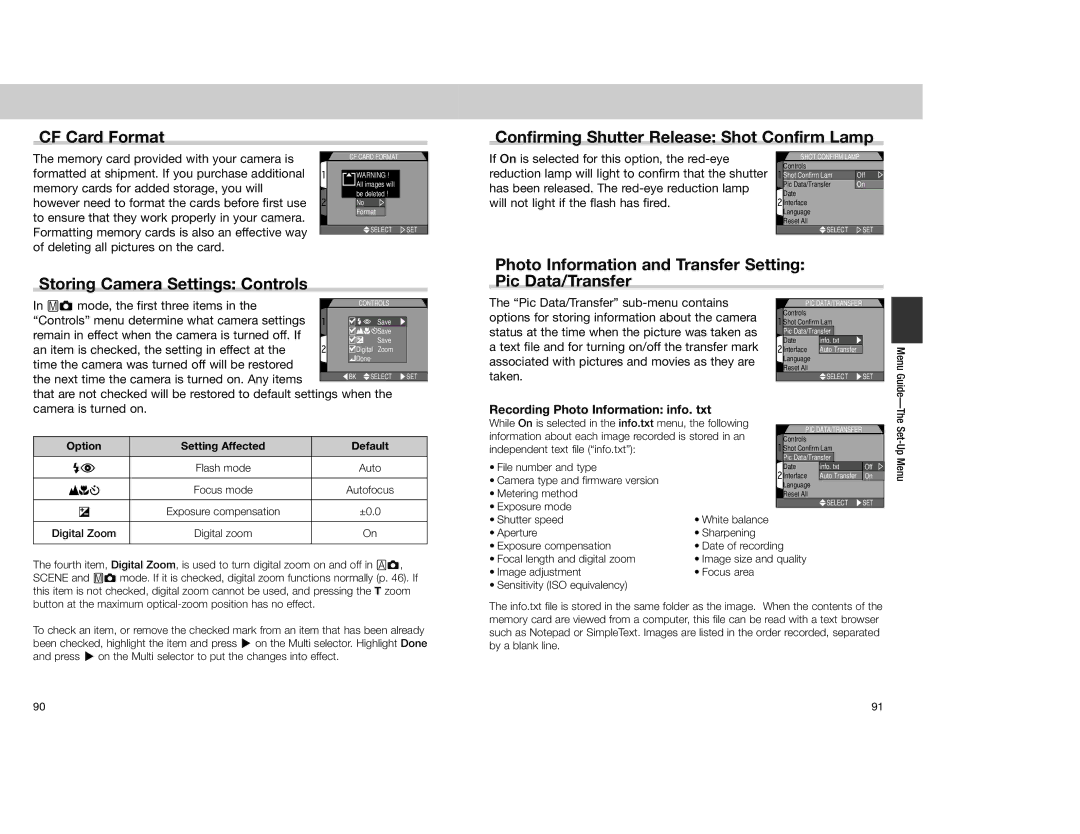 Nikon 4300 manual CF Card Format Confirming Shutter Release Shot Confirm Lamp, Recording Photo Information info. txt 