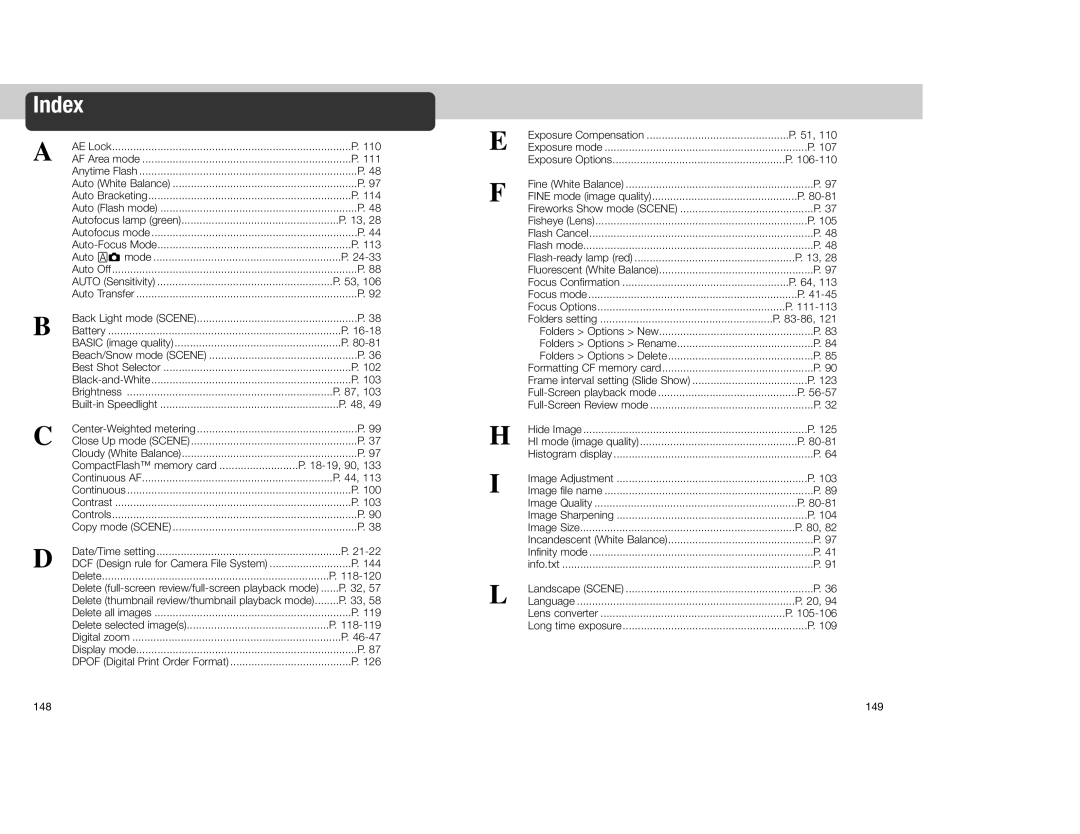 Nikon 4300 manual Index, 149 