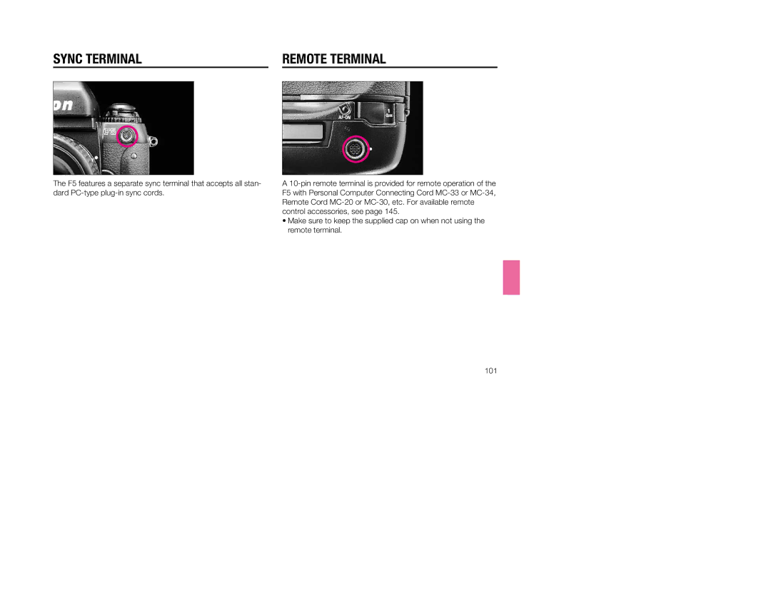 Nikon 1797, 5 instruction manual Sync Terminal, Remote Terminal 