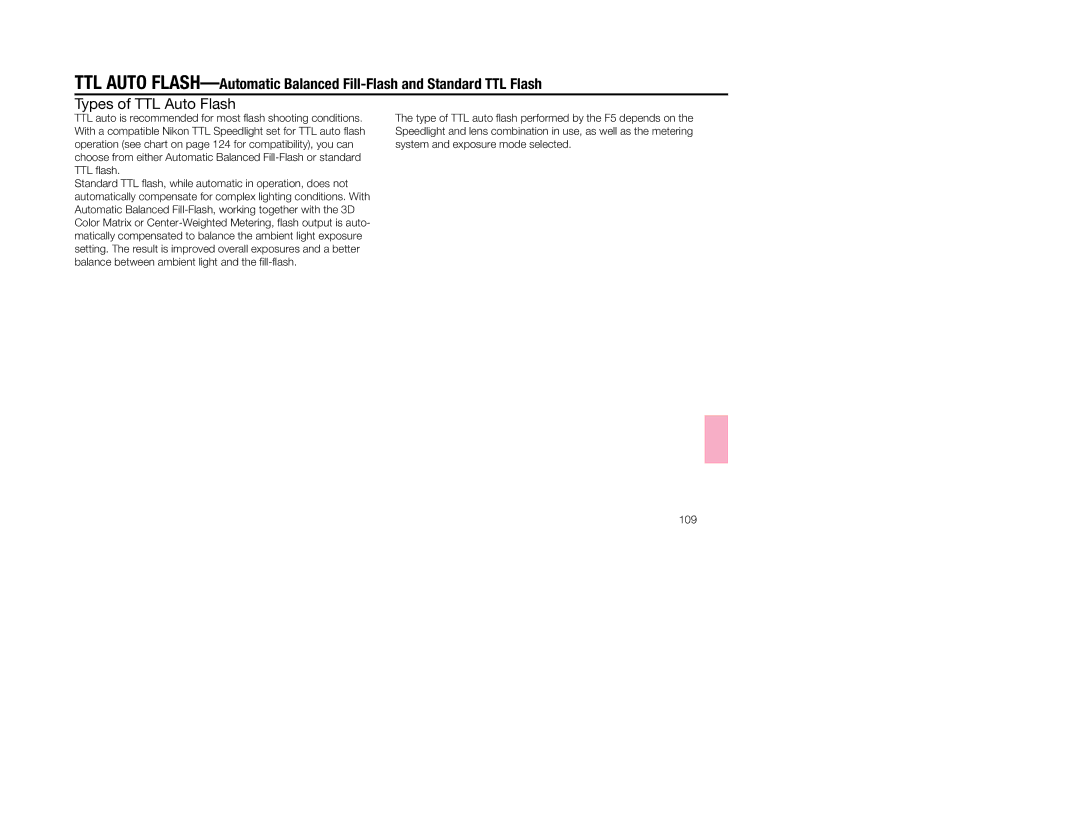 Nikon 1797, 5 instruction manual Types of TTL Auto Flash 