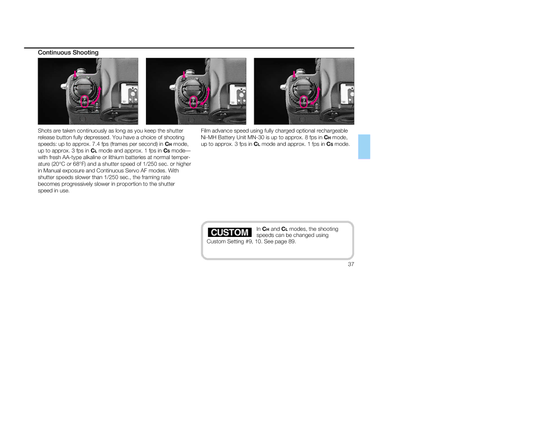 Nikon 1797, 5 instruction manual Continuous Shooting 