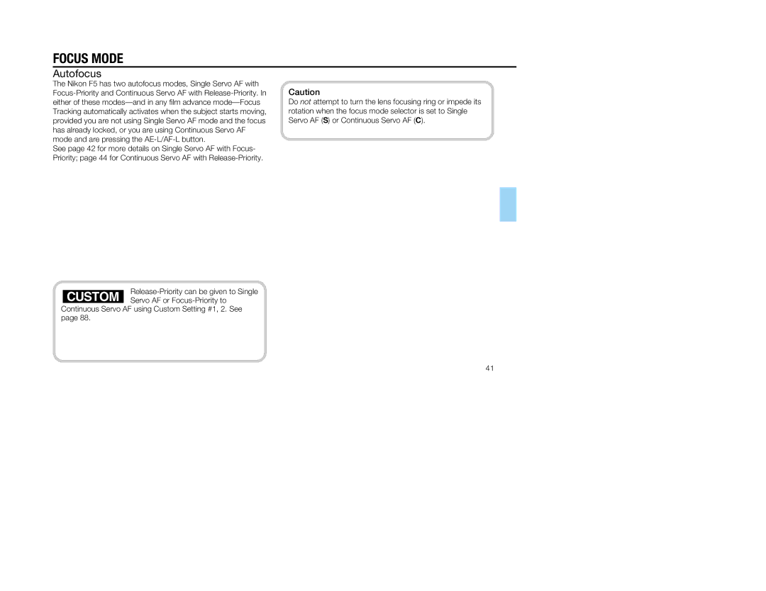 Nikon 1797, 5 instruction manual Focus Mode, Autofocus 