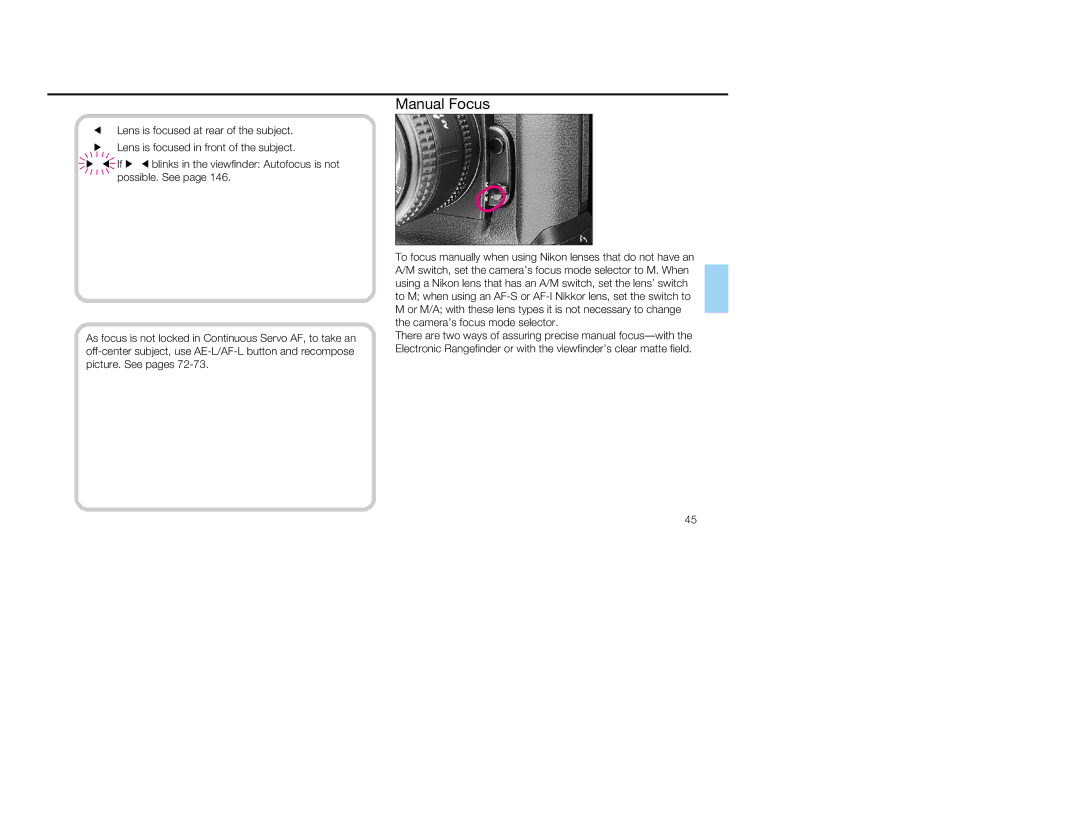 Nikon 1797, 5 instruction manual Manual Focus 