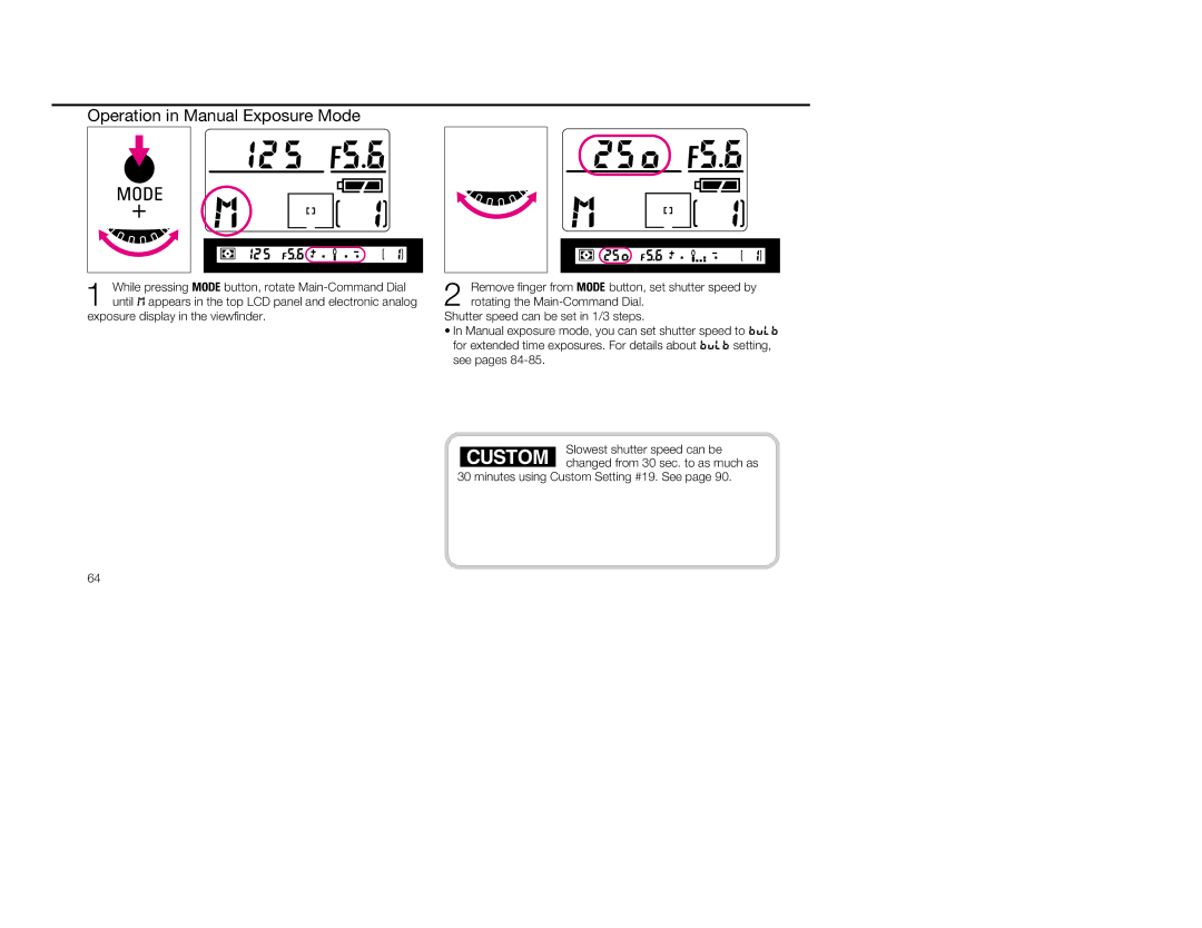 Nikon 5, 1797 instruction manual Operation in Manual Exposure Mode 