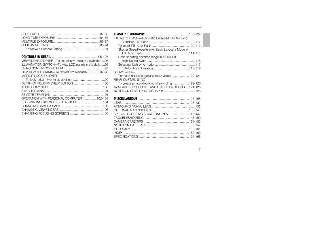 Nikon 1797 82-83, 84-85, 86-87, 88-94, 95-107, 97-98, 100, 101, 102-103, 104, 105, 106, 108-124, 109-117, 109-113, 114-115 