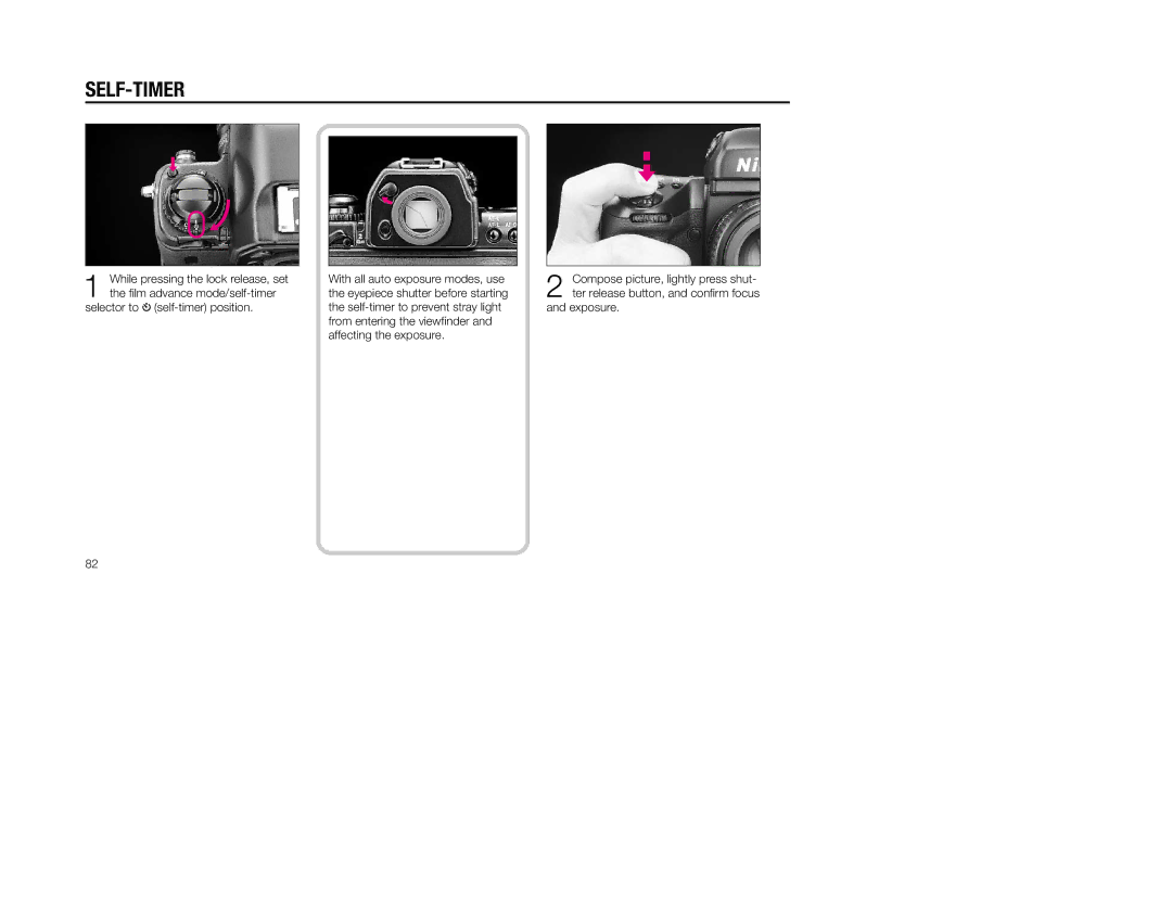 Nikon 5, 1797 instruction manual Self-Timer, Selector to V self-timer position, Exposure 