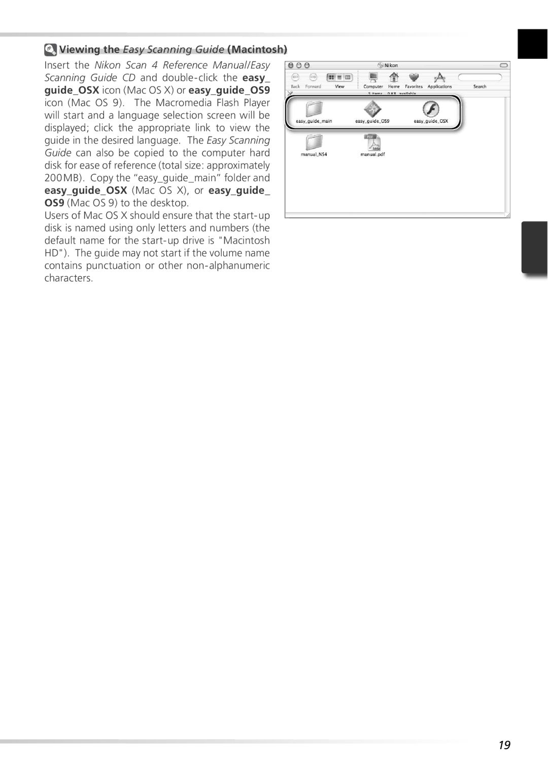 Nikon 5000ED user manual Viewing the Easy Scanning Guide Macintosh 