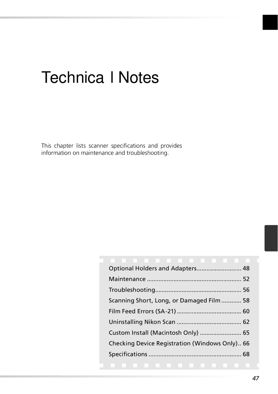 Nikon 5000ED user manual Technical Notes 