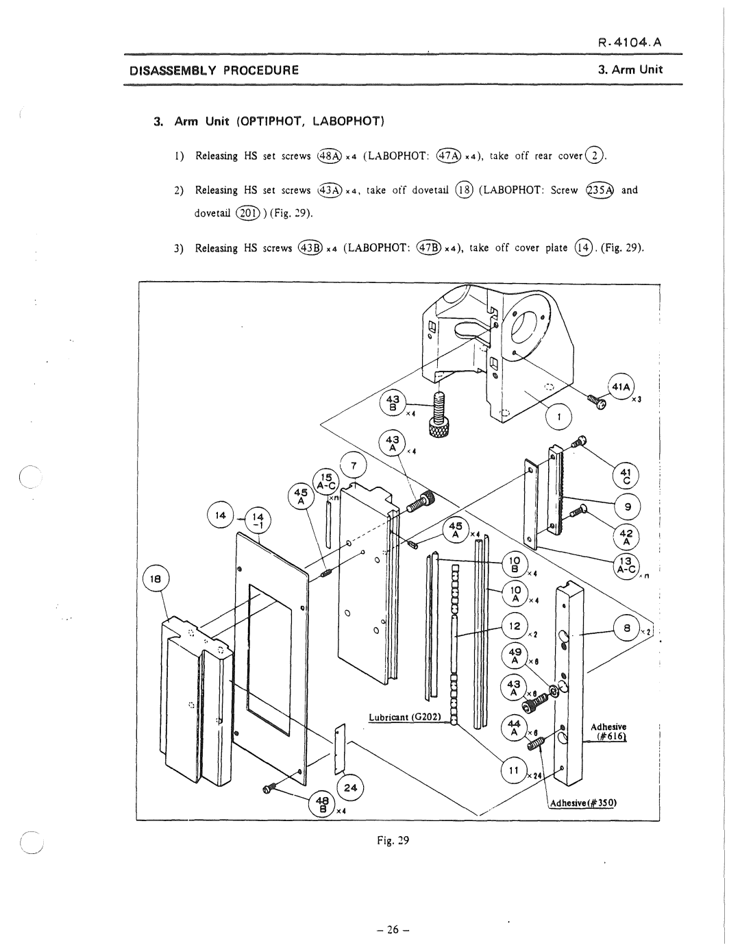 Nikon 50i and E100 manual Arm Unit OPTIPHOT, Labophot 