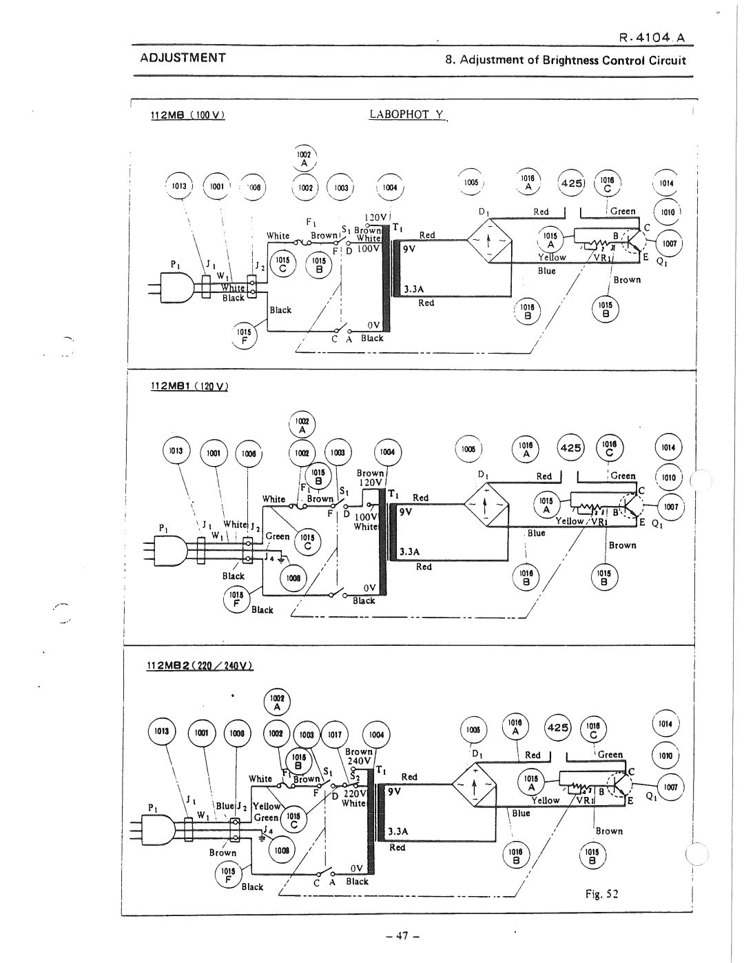 Nikon 50i and E100 manual ~ I,~, Adjustment of Brightness Contrai Circuit 