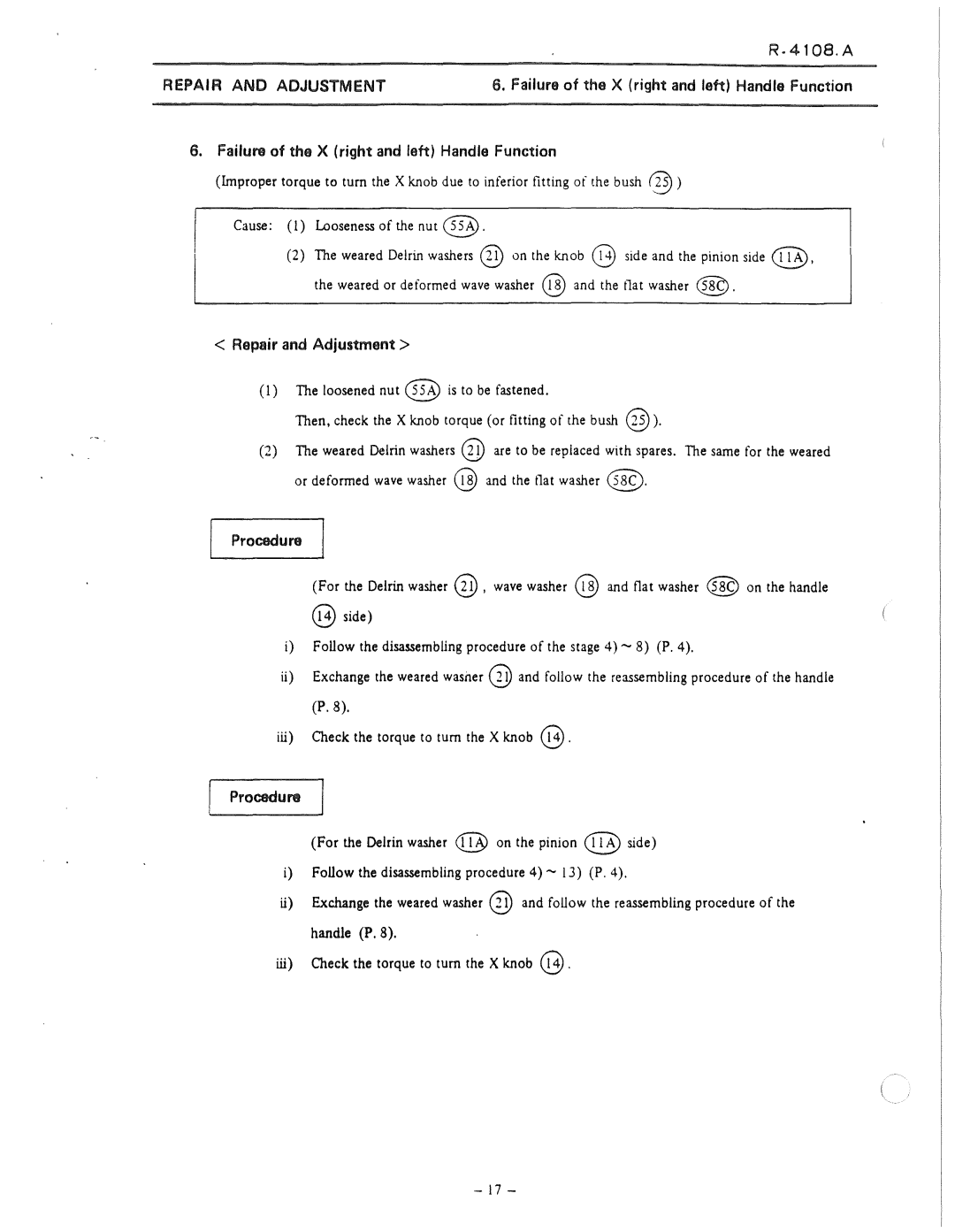 Nikon 50i and E100 manual Failure of the X right and left Handle Function 