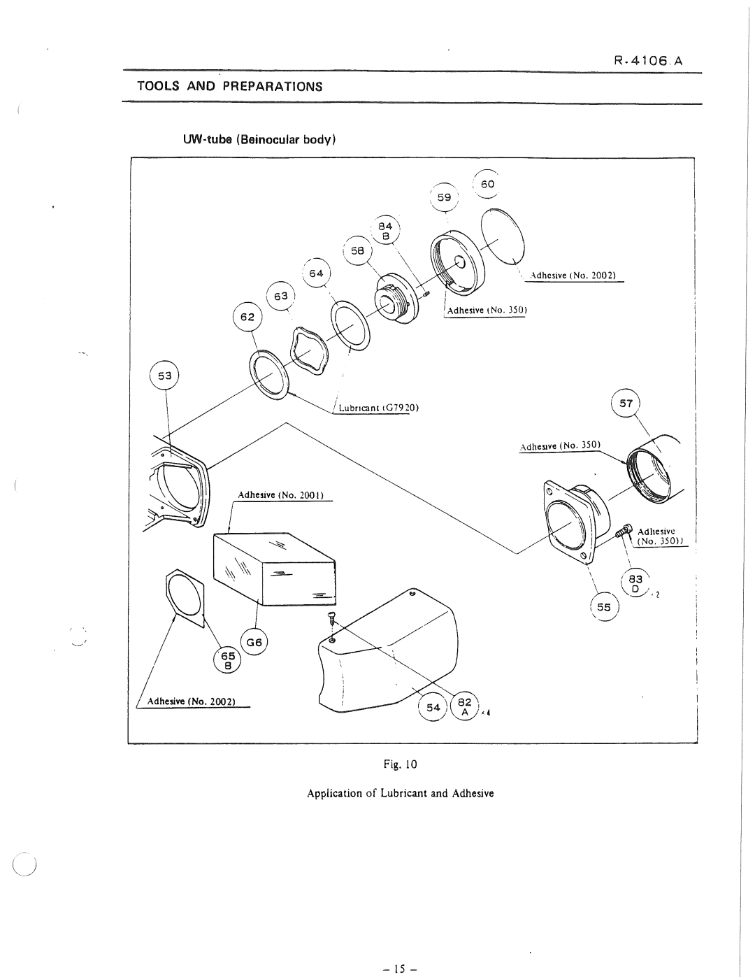 Nikon 50i and E100 manual a Tools ANO. p, Reparations, UW·tubeBemocular· body 