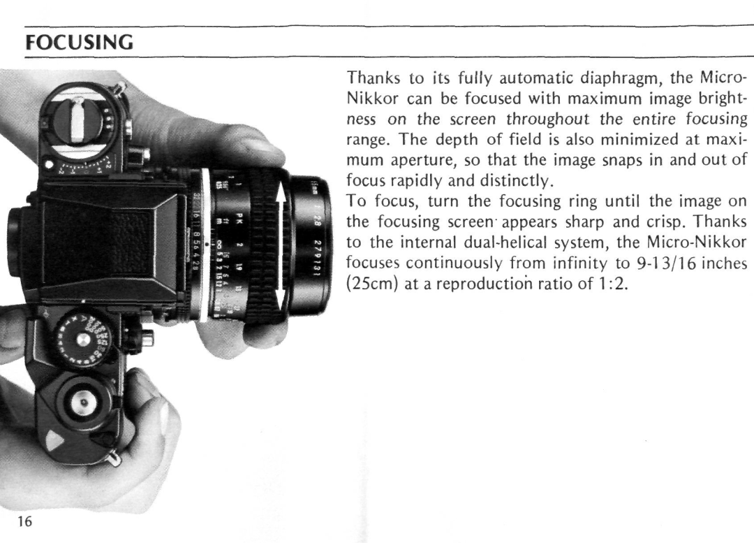 Nikon 55MM F/2B instruction manual Focusing 