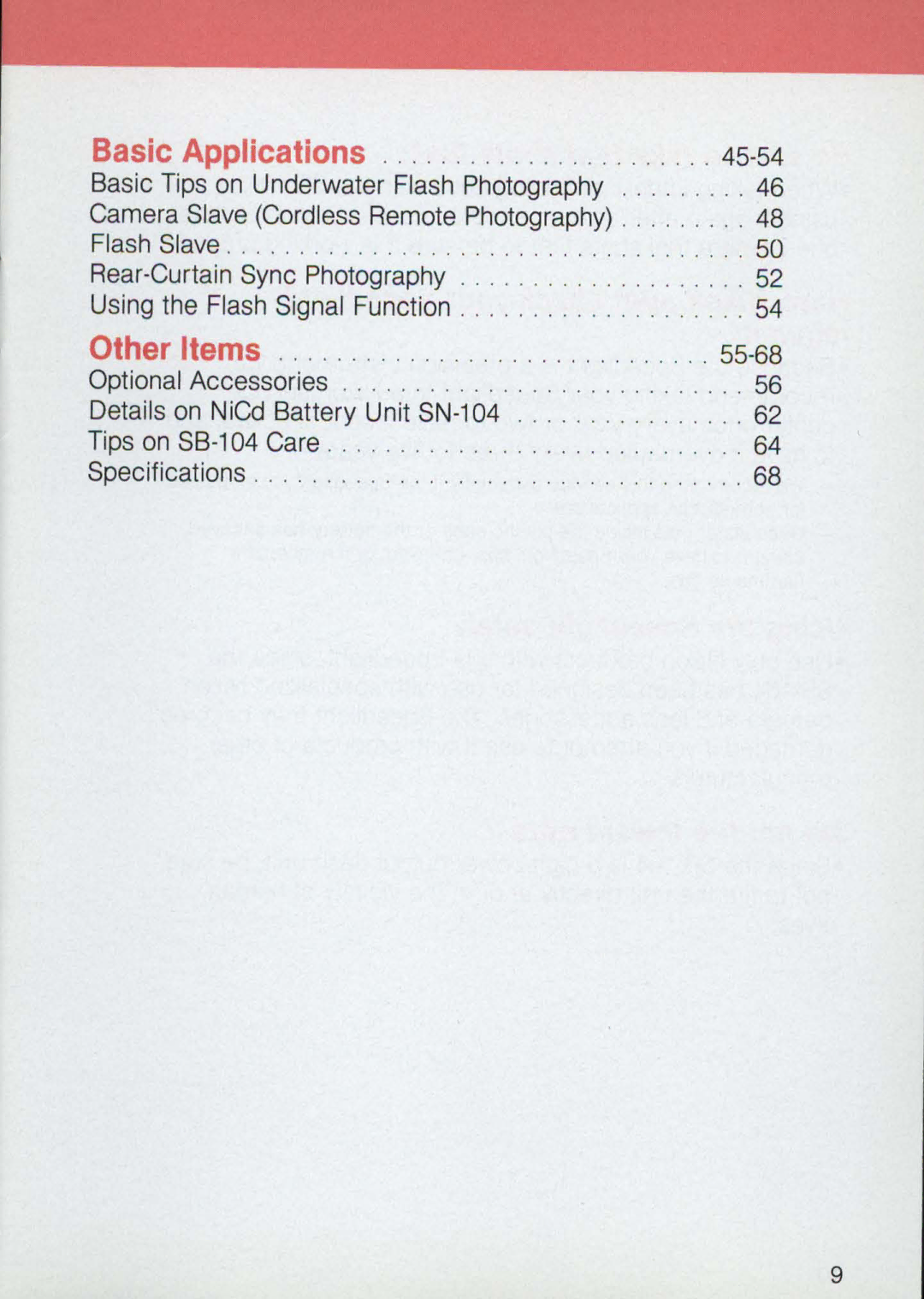 Nikon 58-104 manual Basic Applications, Other Items 