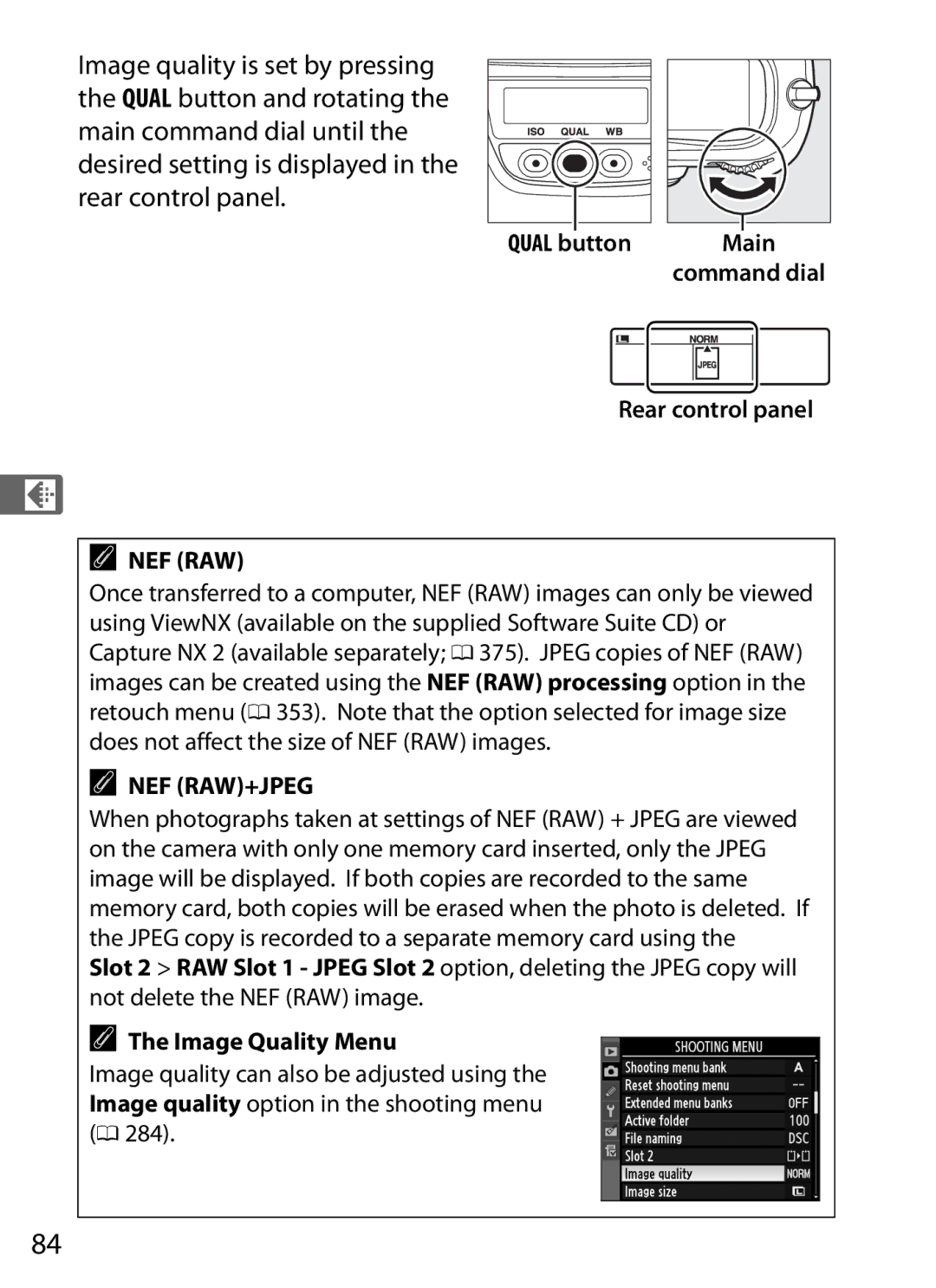 Nikon 6MB07411-03 user manual Qual button, Rear control panel 