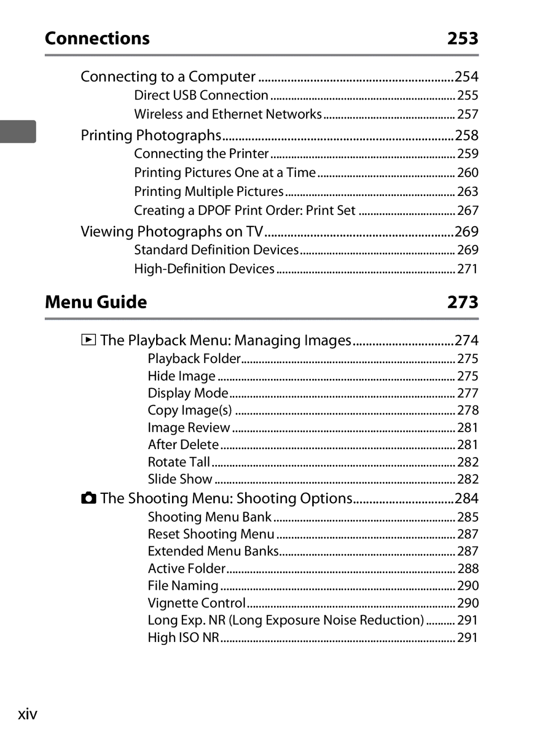 Nikon 6MB07411-03 user manual 253, 273, Xiv 