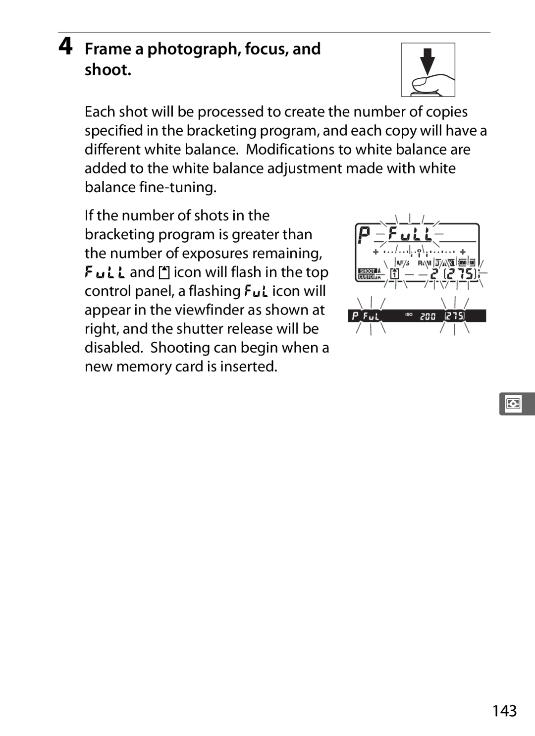 Nikon 6MB07411-03 user manual Frame a photograph, focus, and shoot, 143 