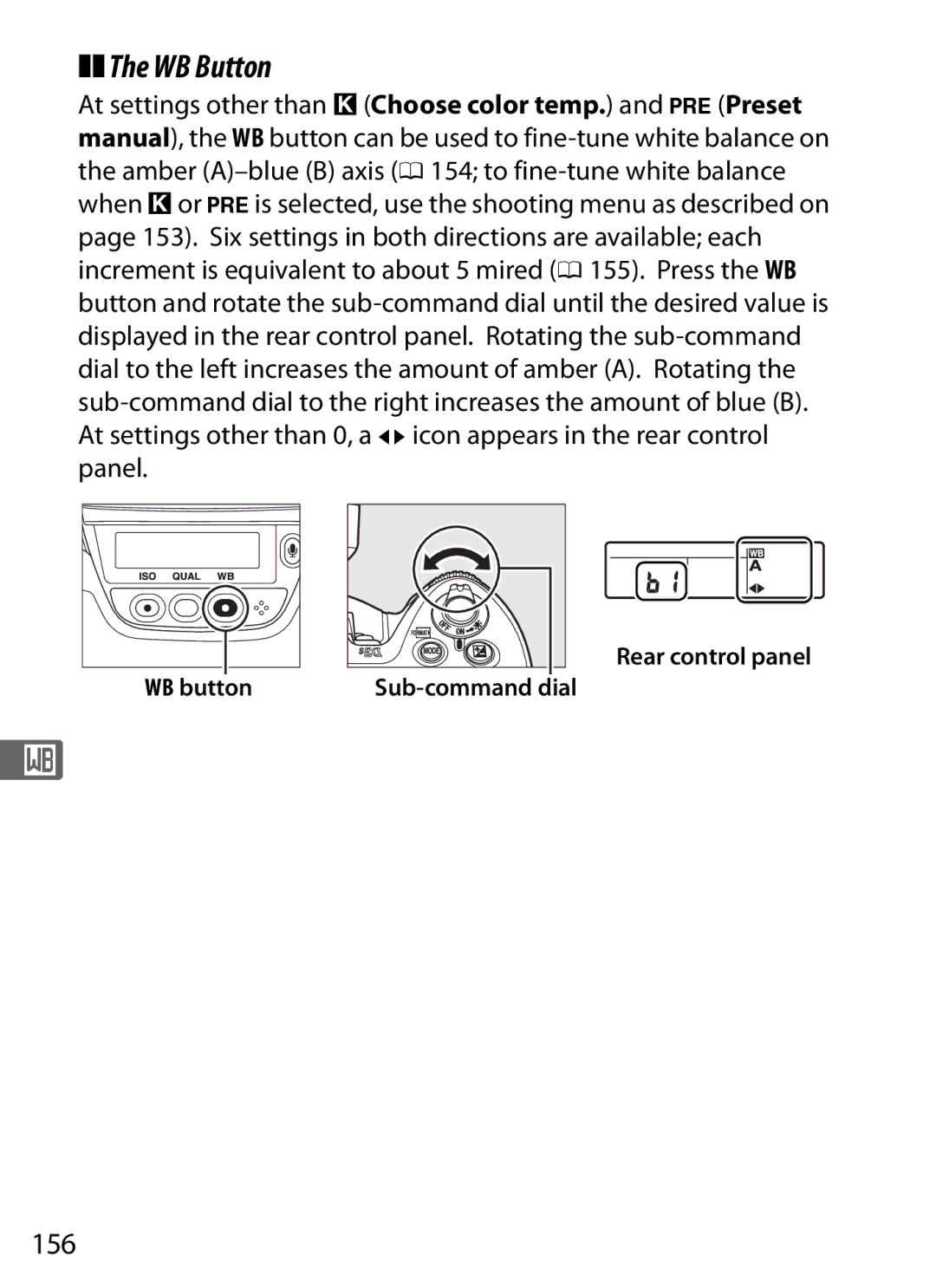 Nikon 6MB07411-03 user manual WB Button, 156 