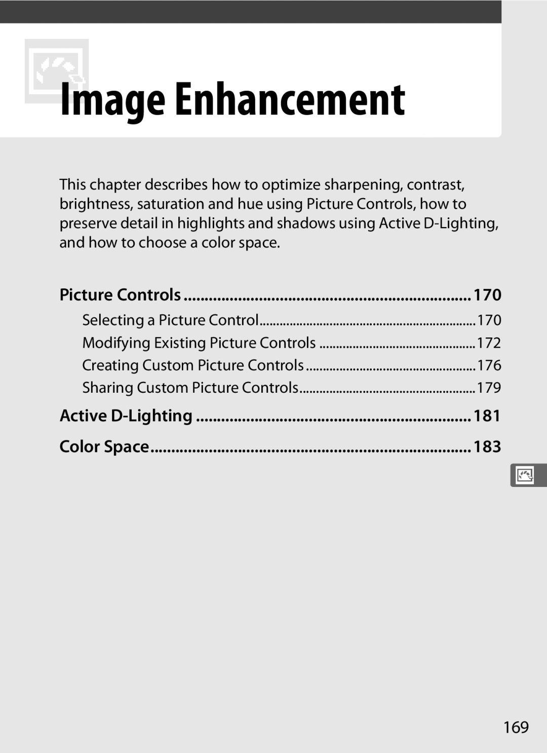 Nikon 6MB07411-03 user manual 170, 181, 183, 169 