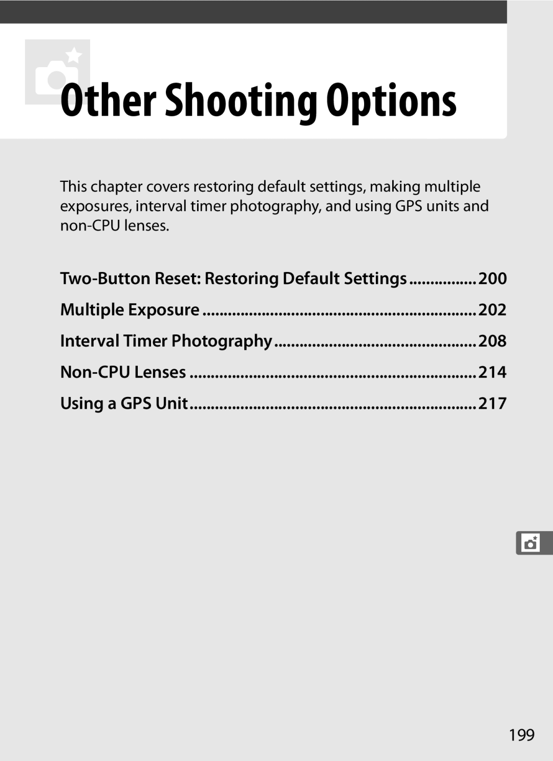 Nikon 6MB07411-03 user manual 200, 202, 208, 214, 217 