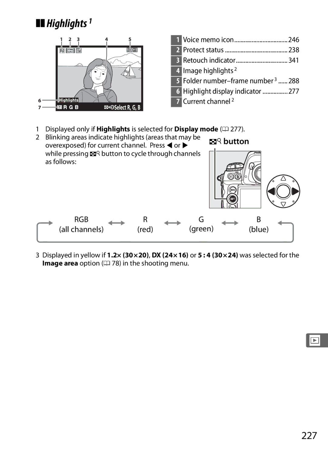 Nikon 6MB07411-03 user manual Highlights, 227 