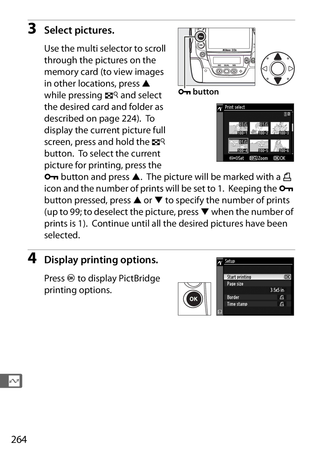 Nikon 6MB07411-03 user manual Select pictures, 264 