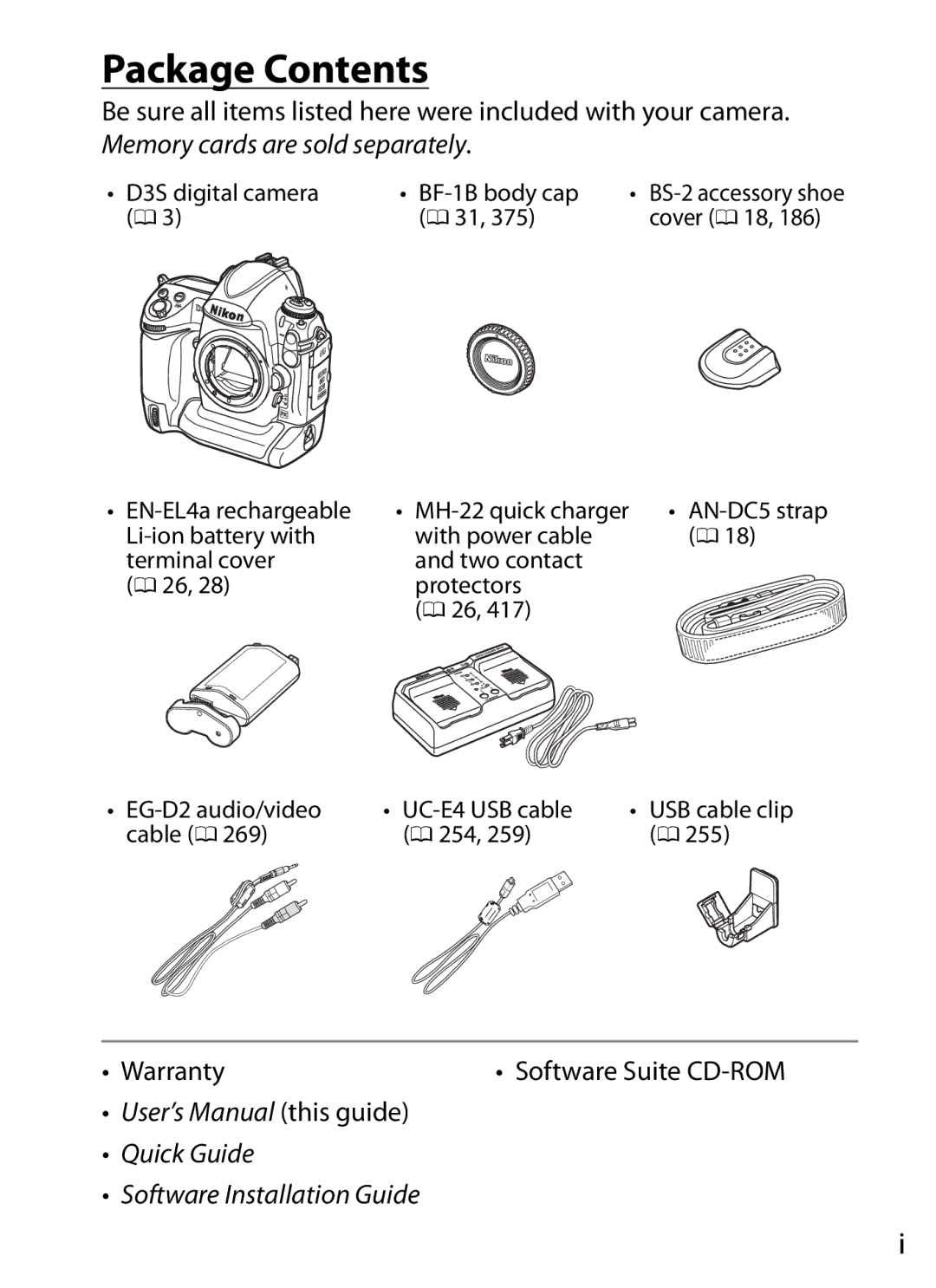 Nikon 6MB07411-03 user manual Package Contents 