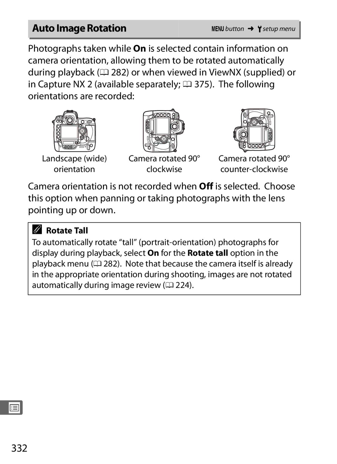 Nikon 6MB07411-03 user manual Auto Image Rotation, 332 