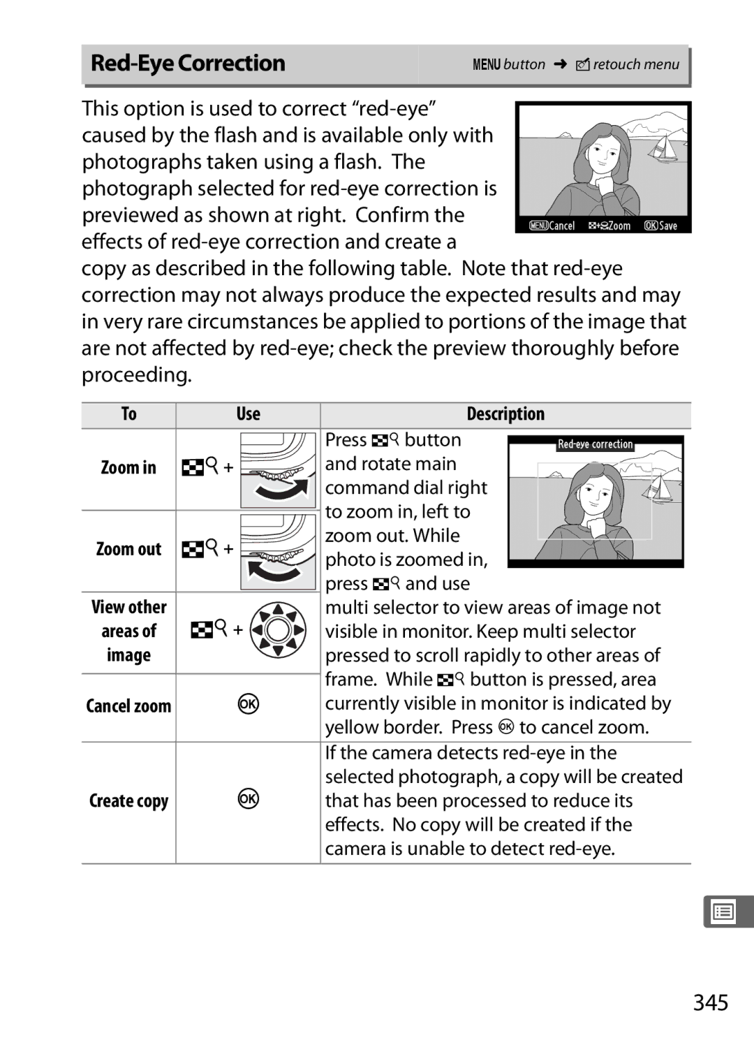 Nikon 6MB07411-03 user manual Red-Eye Correction, 345 