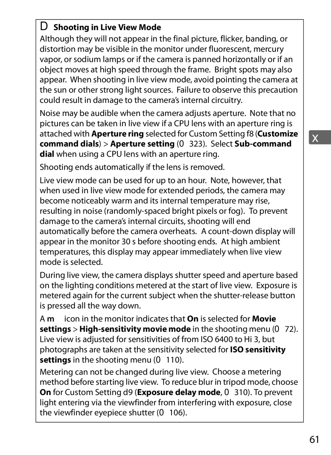 Nikon 6MB07411-03 user manual Shooting in Live View Mode 