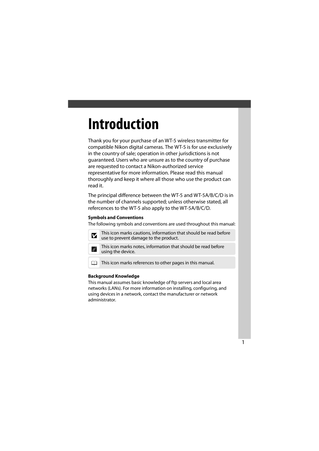 Nikon 6MWA0711-01 user manual Symbols and Conventions, Background Knowledge 