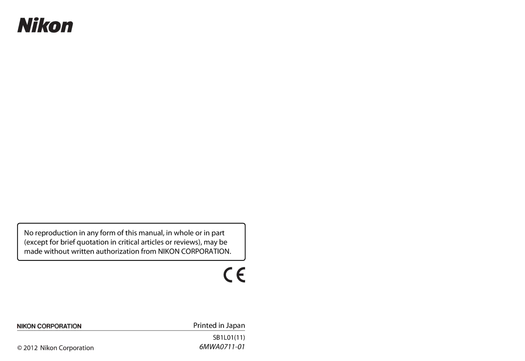 Nikon 6MWA0711-01 user manual 