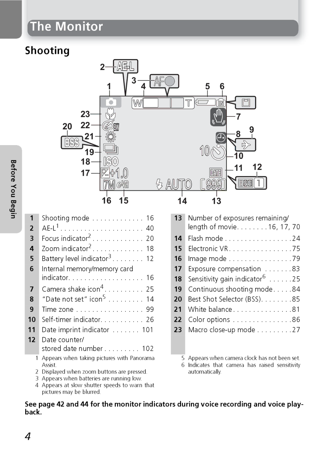 Nikon 7600 manual Monitor, Internal memory/memory card Indicator, Date counter Stored date number 